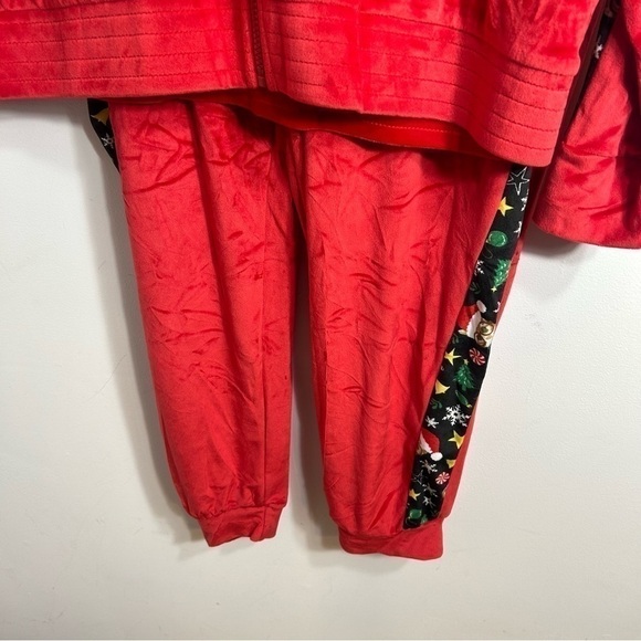Cat Print Velour Christmas Track Suit NWT 3X Red Sequin Jacket Pants Full Zip - Picture 11 of 12